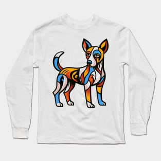 Pop art dog illustration. cubism illustration of a dog Long Sleeve T-Shirt